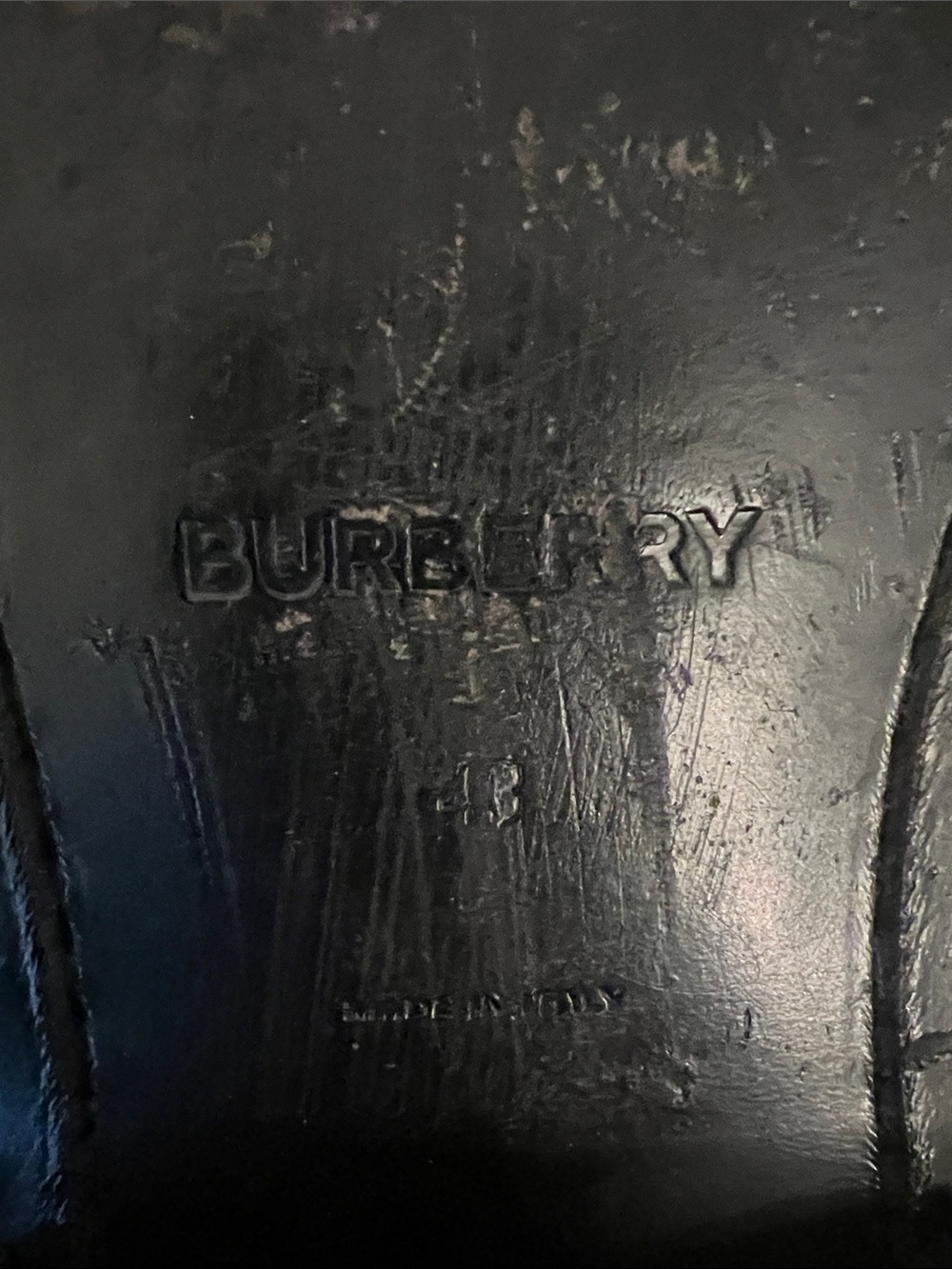 Burberry Black Leather Loafers with Silver TB Logo - Picture 4 of 11